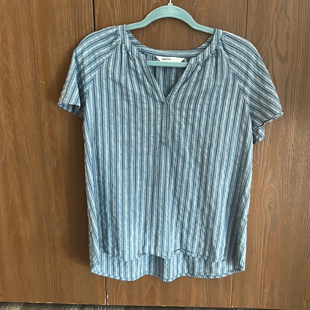 💚 6 items for $25 💚 ▪️ SONOMA ▪️ Linen Blend Stripe Top